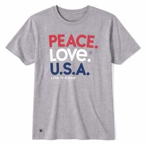 NWT Life Is Good Size Medium Short Sleeve T-shirt Peace Love USA